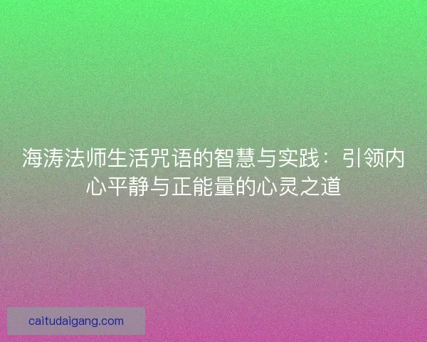 海涛法师生活咒语的智慧与实践：引领内心平静与正能量的心灵之道