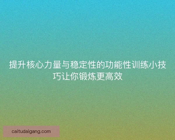 提升核心力量与稳定性的功能性训练小技巧让你锻炼更高效