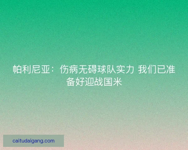 帕利尼亚：伤病无碍球队实力 我们已准备好迎战国米
