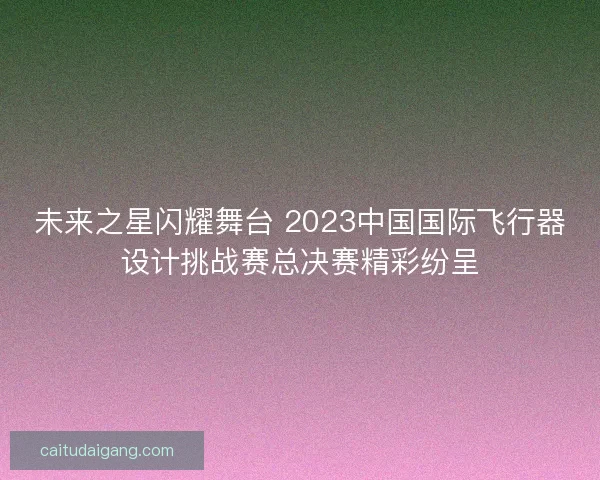 未来之星闪耀舞台 2023中国国际飞行器设计挑战赛总决赛精彩纷呈