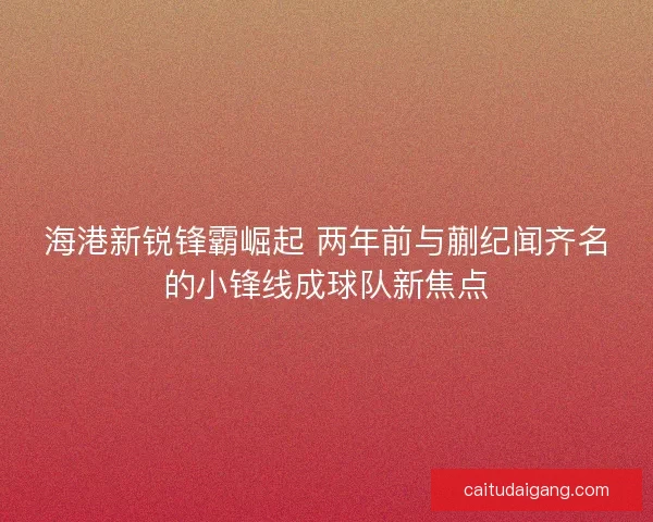 海港新锐锋霸崛起 两年前与蒯纪闻齐名的小锋线成球队新焦点